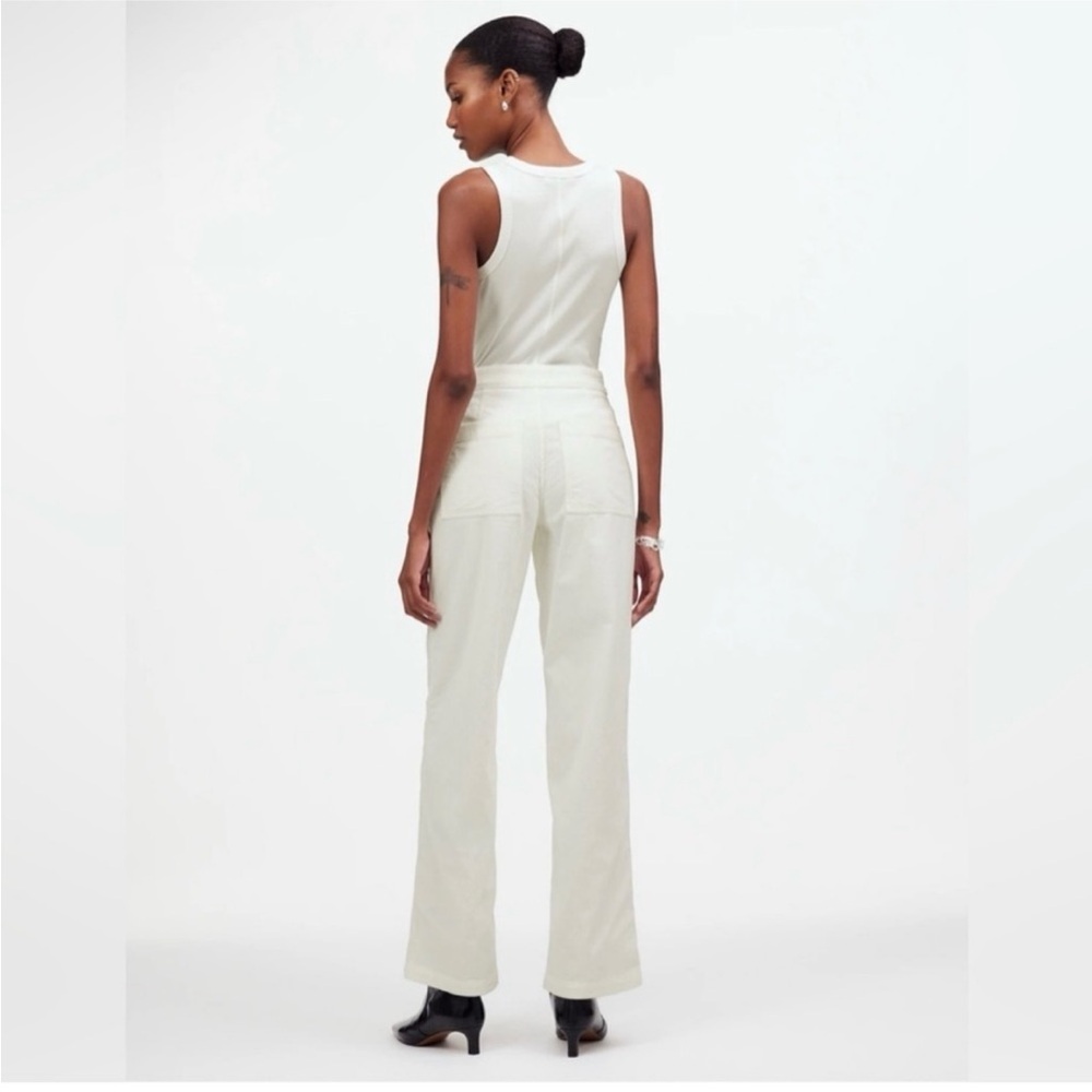 Madewell The Petite Emmett Wide Leg Pant Corduroy Welt Pocket Winter White - Picture 3 of 9